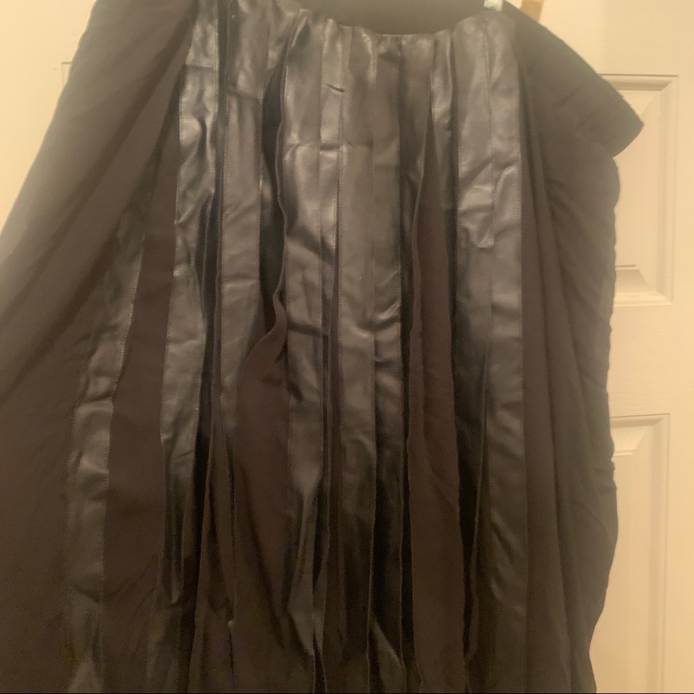 Black Pleated Skirt with Leather front Pleats - Picture 3 of 3